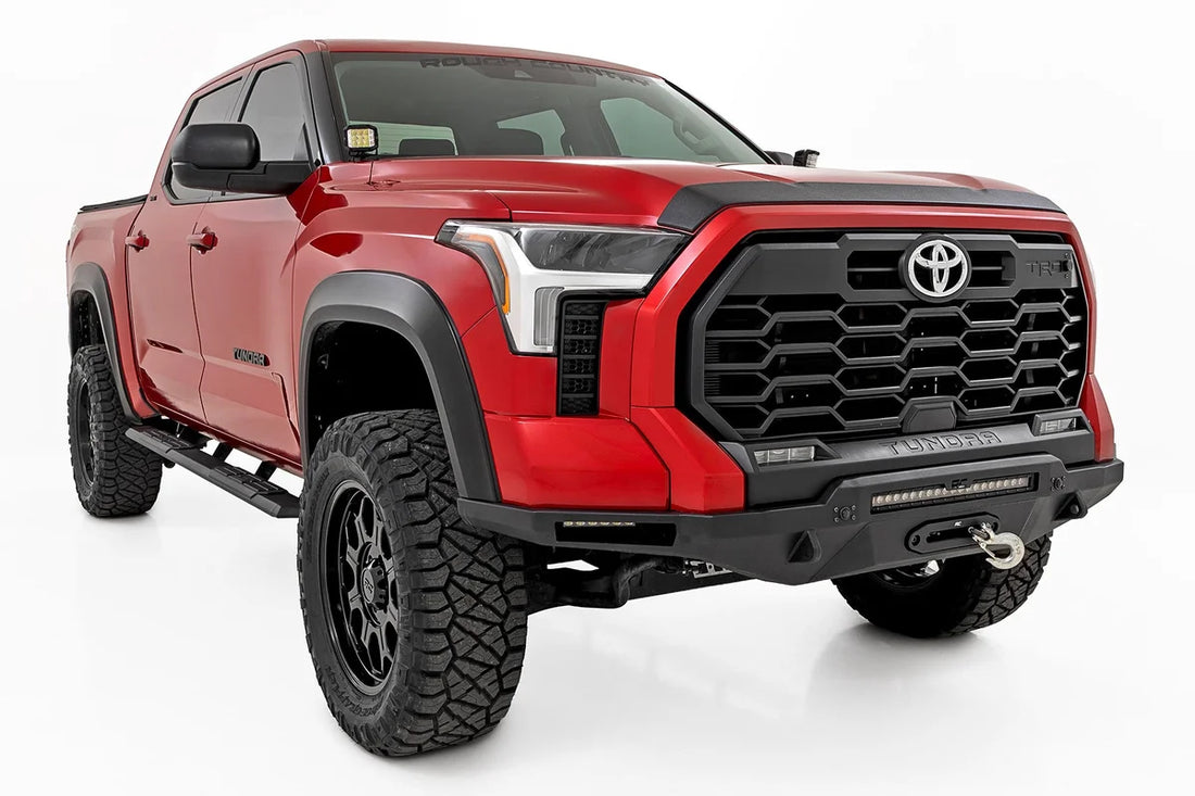Rough Country Hood Protector | Gloss Black | Toyota Tundra 2WD/4WD (2022-2026) HP80010-RCGB - Installation View