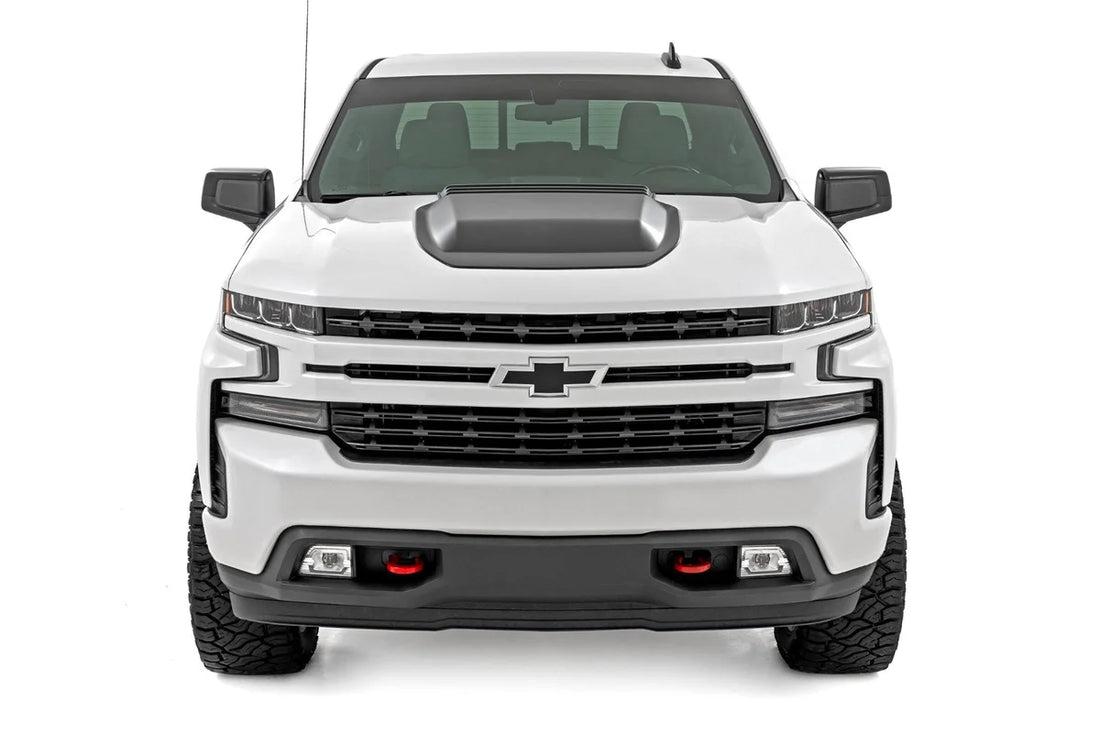 Rough Country Hood Scoop | GBA Black | Chevy Silverado 1500 2WD/4WD (2019-2026 & Classic) - Side View
