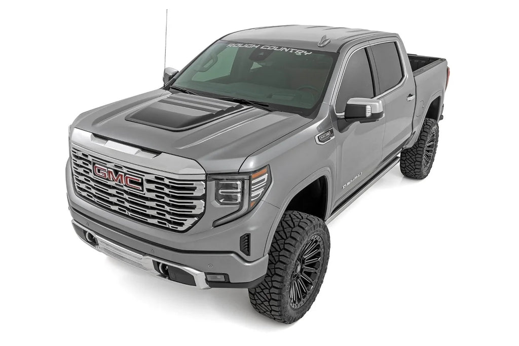 Rough Country Hood Scoop | GBA Black | GMC Sierra 1500 2WD/4WD (2019-2026) - Back View