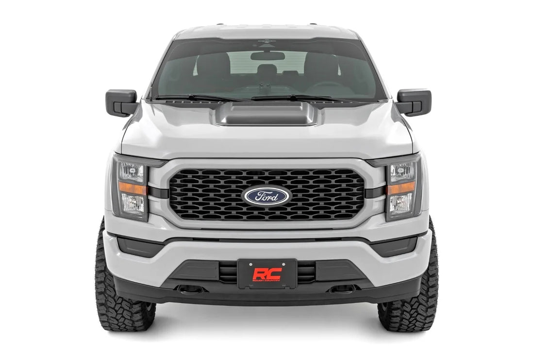 Rough Country Hood Scoop | Gloss Black | Ford F-150 2WD/4WD (2021-2025) - Back View