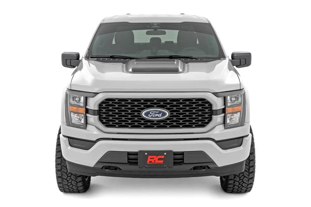 Rough Country Hood Scoop | Gloss Black | Ford F-150 2WD/4WD (2021-2025) - Back View