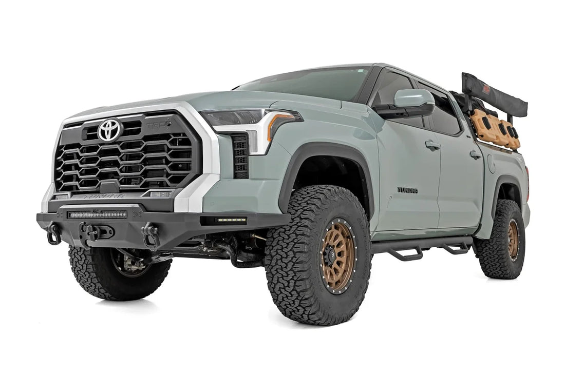 Rough Country Hybrid Front Bumper | 12000S | Blk LED w/ White DRL | Toyota Tundra (22-26) 72008 - Installation View