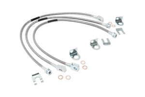 Rough Country Jeep Front & Rear Stainless Steel Brake Lines | 4-6in Lifts (XJ/YJ/TJ) 89715