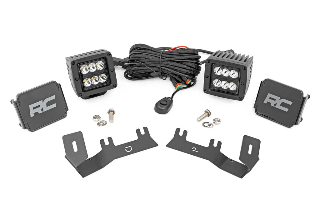 Rough Country LED Ditch Light Kit | 2in Black Pair | Spot | Chevy/GMC 1500 (14-18 & Classic) 71052 - Main Product View
