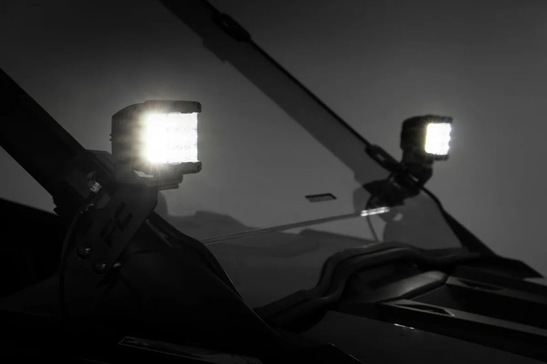 Rough Country LED Light | A Pillar Mount | 2" Black Pair | White DRL | Polaris RZR PRO XP 93080 - Additional View 6