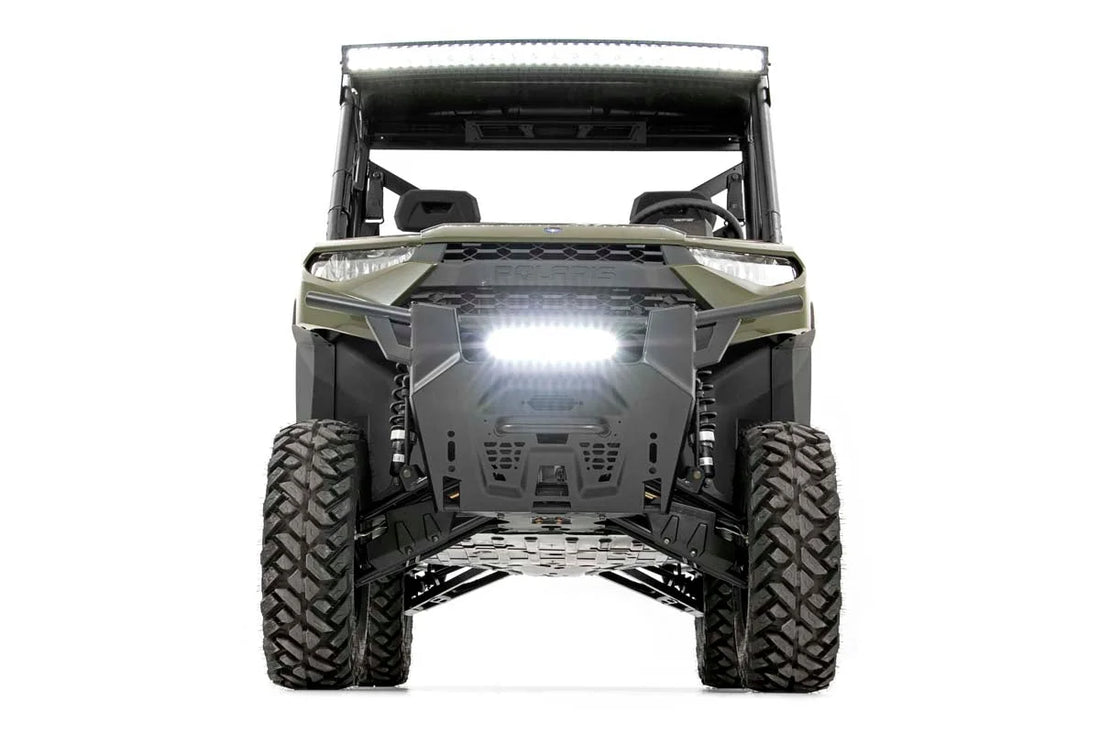 Rough Country LED Light | Bumper Mount | 12" Black Single Row | Polaris Ranger XP 1000/1000 Crew 93014 - Installation View