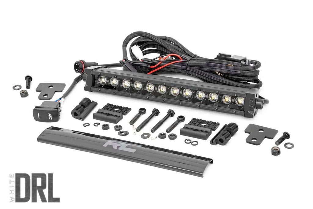Rough Country LED Light | Bumper Mount | 12" Black Single Row | White DRL | Can-Am Defender HD 8/HD 9/HD 10 97004 - Main P...