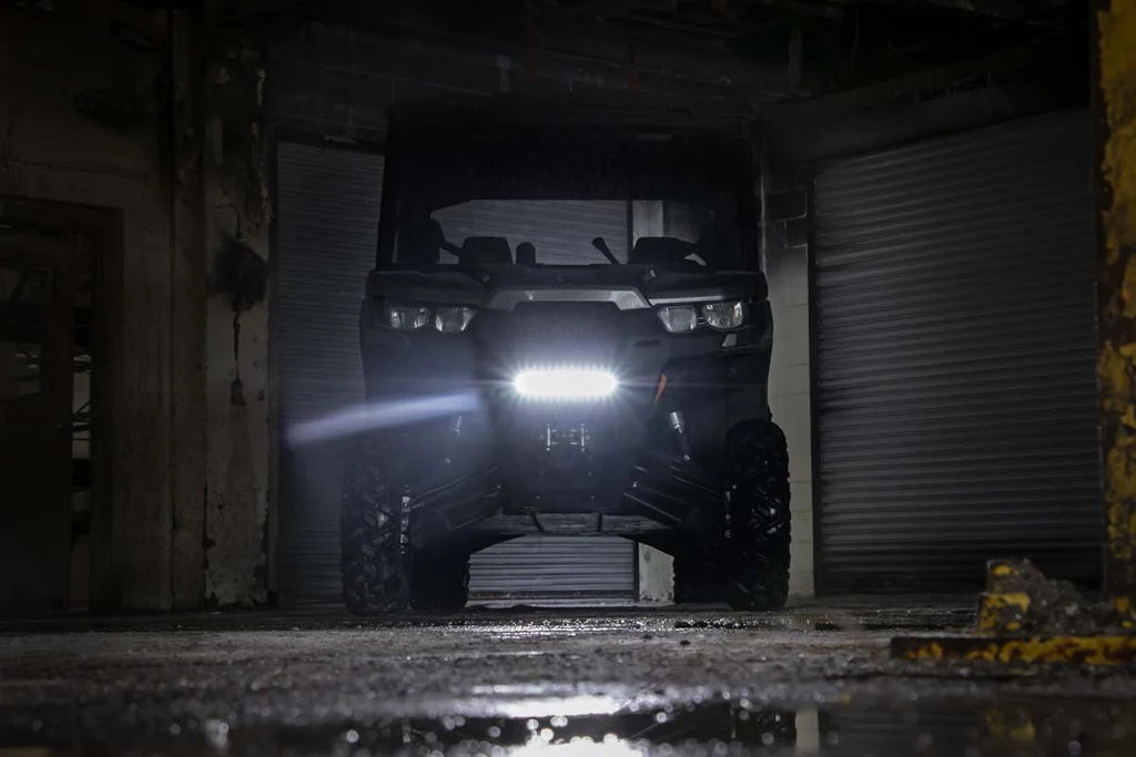Rough Country LED Light | Bumper Mount | 12" Black Single Row | White DRL | Can-Am Defender HD 8/HD 9/HD 10 97004 - Additi...