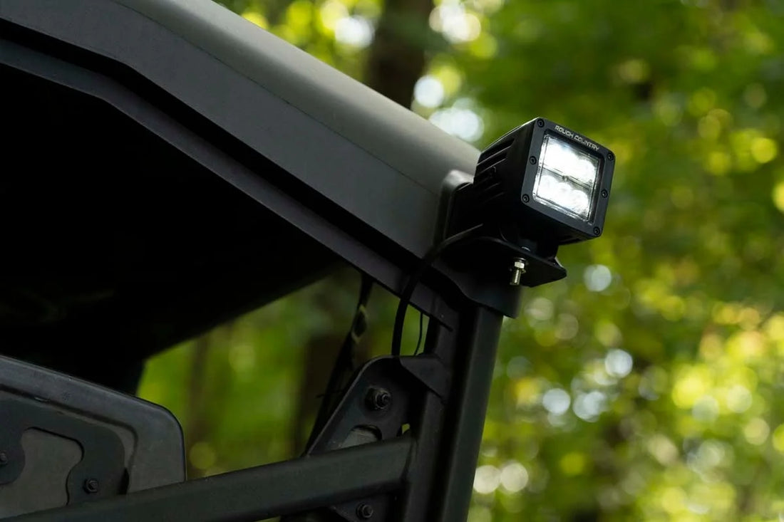Rough Country LED Light | Cab Mount | 2" Black Pair | Flood | Can-Am Defender HD 5/HD 8/HD 9/HD 10 71011 - Additional View 5
