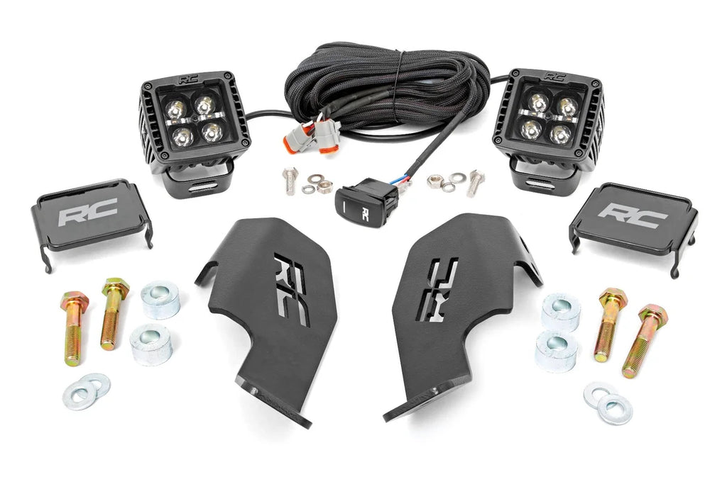 Rough Country LED Light | Cage Mount | 2" Black Pair | Amber DRL | Honda Talon 1000 92033 - Mounting View