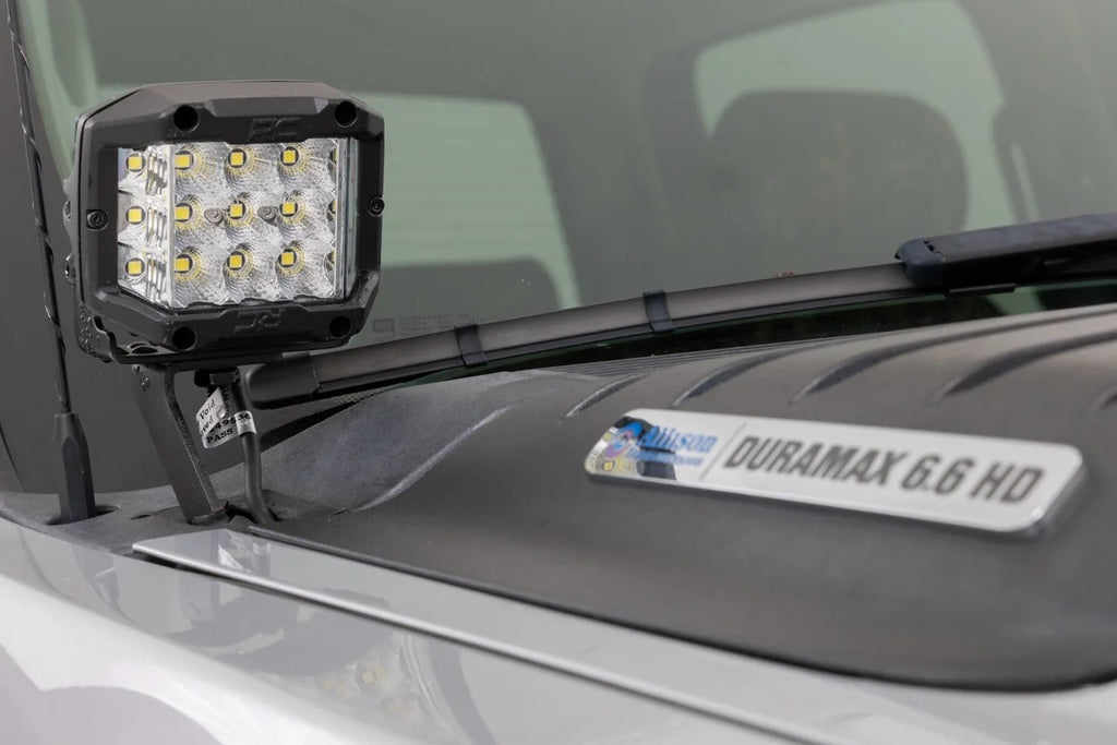 Rough Country LED Light | Ditch Mount | 2" Black Pair | Amber DRL | Chevy 1500 (2007-2013) 71061 - Installation View