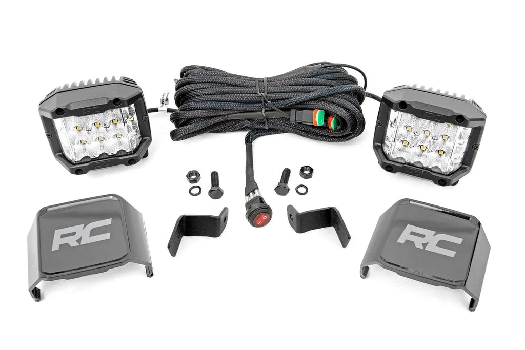 Rough Country LED Light | Ditch Mount | 2" Chrome Pair | Wide Angle | Ford F-150 (15-24) 71033 - Angled View