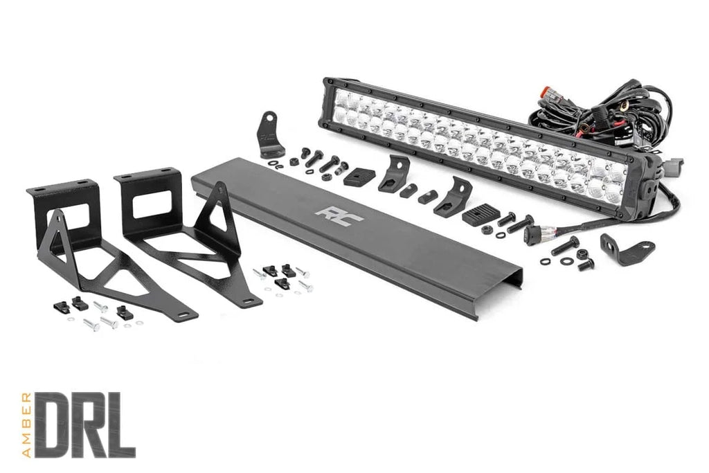 Rough Country LED Light Kit | Bumper | 20" Chrome Dual Row | Amber DRL | Ford F-250/F-350 Super Duty (05-07) 70664DRLA - M...