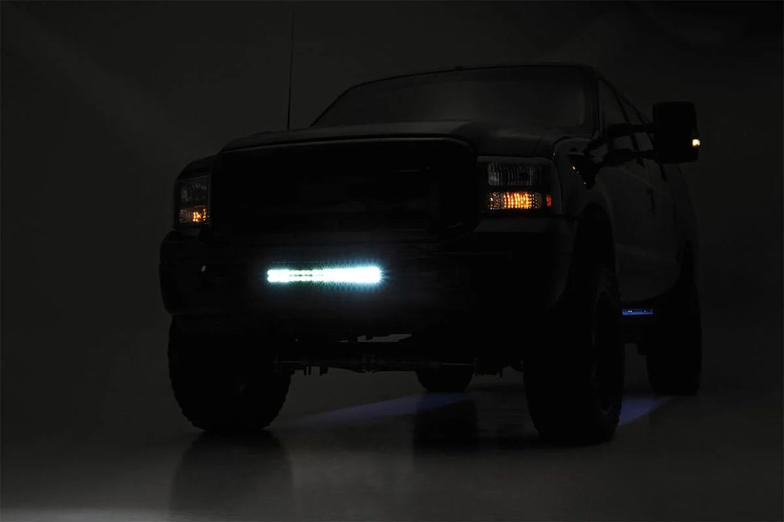 Rough Country LED Light Kit | Bumper | 20" Chrome Dual Row | Amber DRL | Ford F-250/F-350 Super Duty (05-07) 70664DRLA - K...