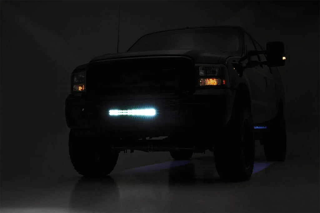 Rough Country LED Light Kit | Bumper | 20" Chrome Dual Row | Amber DRL | Ford F-250/F-350 Super Duty (05-07) 70664DRLA - K...