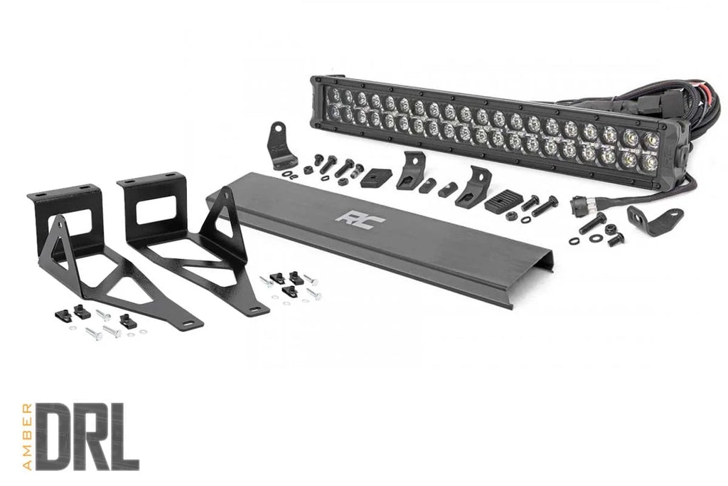 Rough Country LED Light Kit | Bumper Mount | 2" Black Dual Row | Amber DRL | Ford F-250/F-350 Super Duty (05-07) 70665DRLA