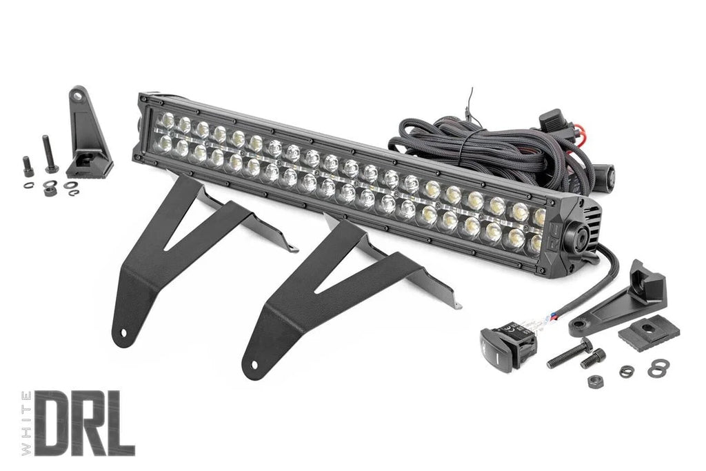 Rough Country LED Light Kit | Bumper Mount | 20" Black Dual Row | White DRL | Ram 1500 (19-24) 70779DRL - Main Product View