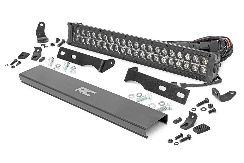 Rough Country LED Light Kit | Bumper Mount | 20" Black Dual Row| Amber DRL | Jeep Grand Cherokee WK2 (11-20) 70773DRLA - S...