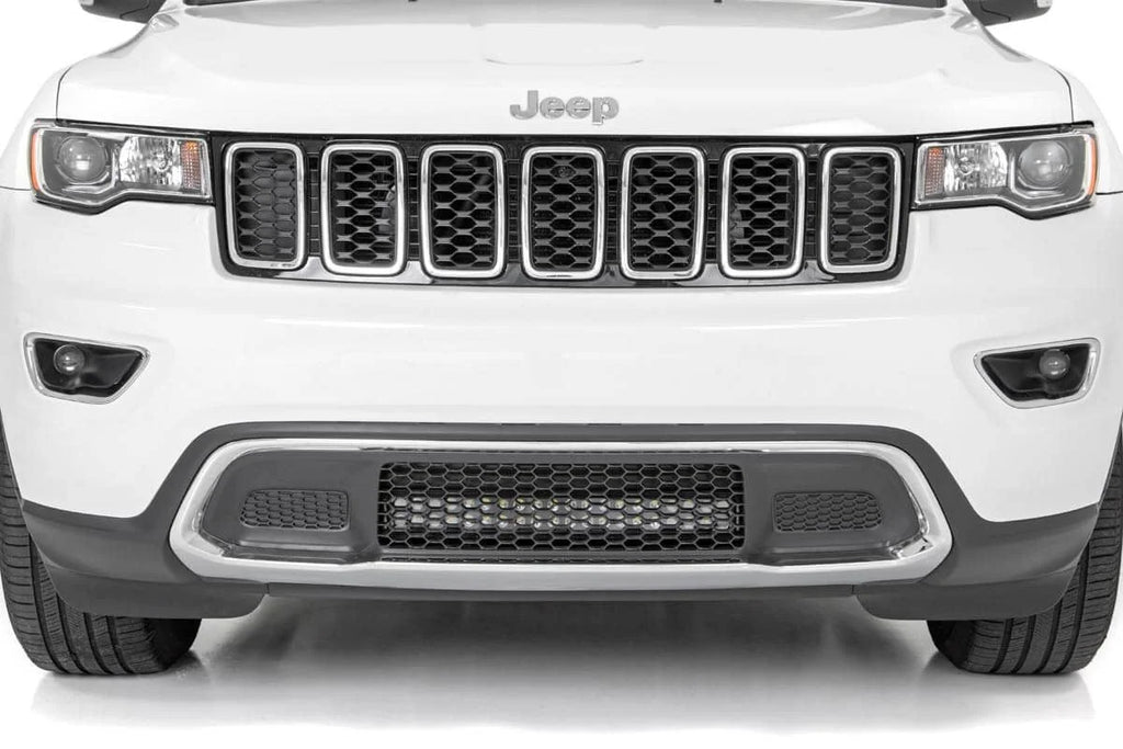 Rough Country LED Light Kit | Bumper Mount | 20" Black Dual Row| Amber DRL | Jeep Grand Cherokee WK2 (11-20) 70773DRLA - B...