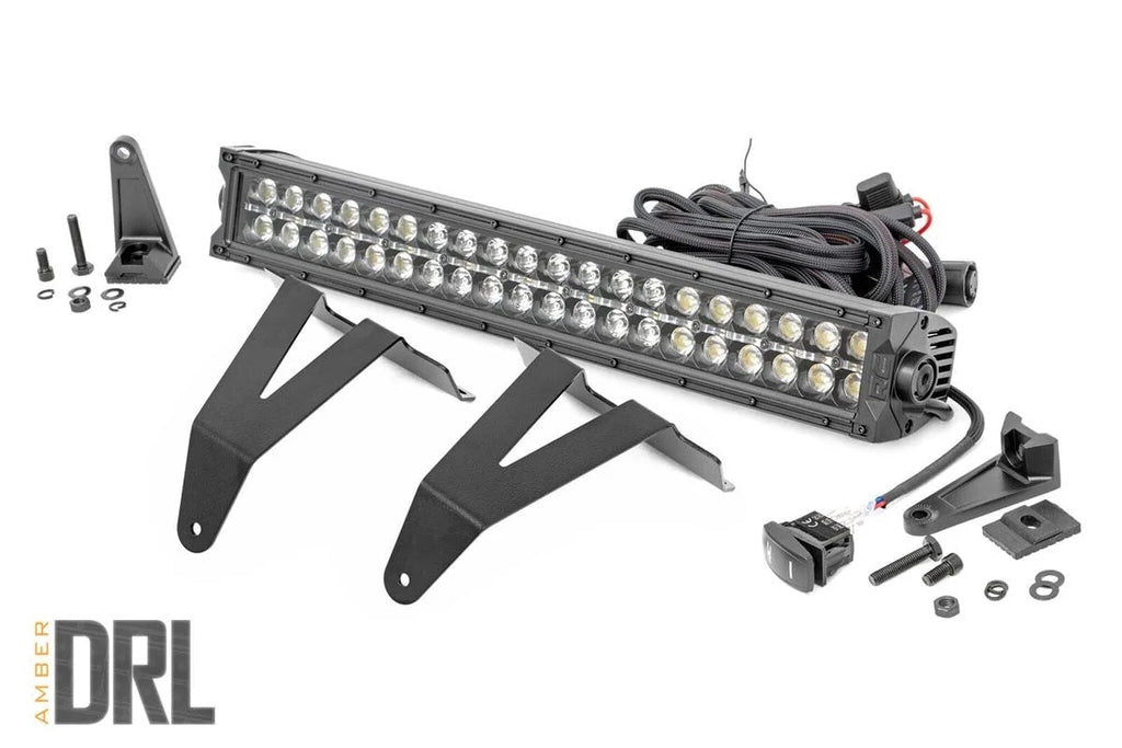 Rough Country LED Light Kit | Bumper Mount | 20" Black Dual Row| Amber DRL | Ram 1500 (19-24) 70779DRLA - Main Product View