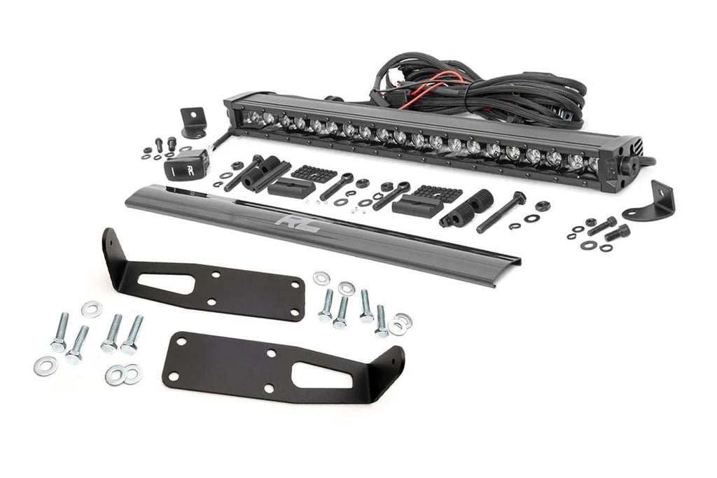 Rough Country LED Light Kit | Bumper Mount | 20" Black Single Row | White DRL | Ram 2500/3500 (10-18) 70568BLDRL - Main Pr...