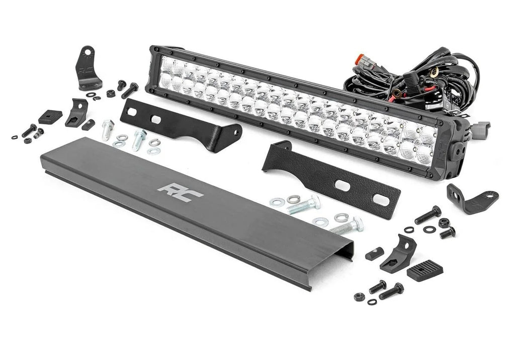 Rough Country LED Light Kit | Bumper Mount | 20" Chrome Dual Row | Amber DRL | Jeep Grand Cherokee WK2 (11-20) 70776 - Mai...