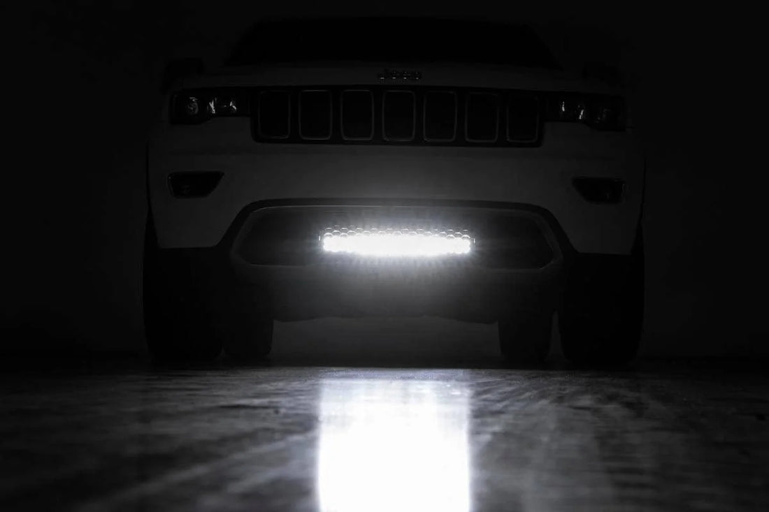 Rough Country LED Light Kit | Bumper Mount | 20" Chrome Dual Row | Amber DRL | Jeep Grand Cherokee WK2 (11-20) 70776 - Add...