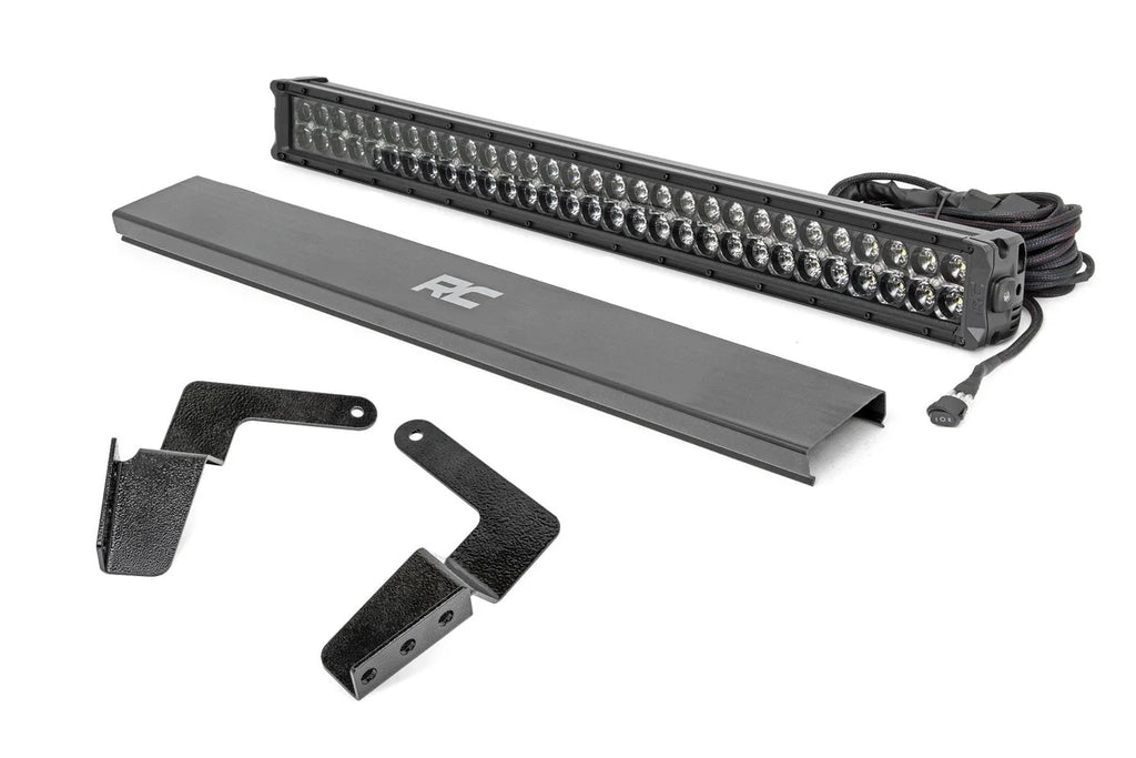 Rough Country LED Light Kit | Bumper Mount | 30" Black Dual Row | White DRL | Toyota FJ Cruiser (07-14) 70652DRL