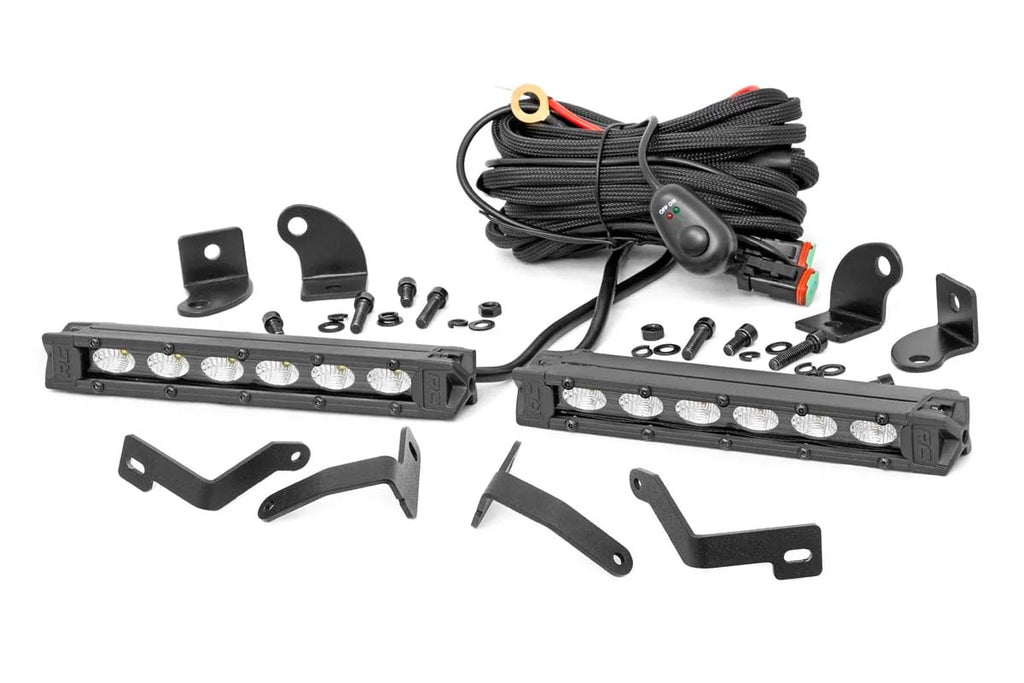 Rough Country LED Light Kit | Bumper Mount | 6" Black Slimline Pair | Ford Ranger (19-23) 70829 - Kit Contents