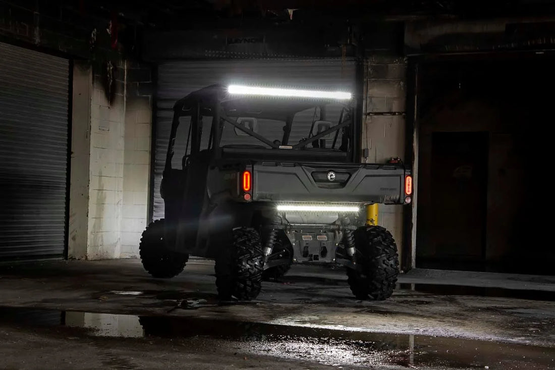 Rough Country LED Light Kit | Cab Mount | 50" Black Dual Row | Can-Am Defender HD8 71019 - Side View