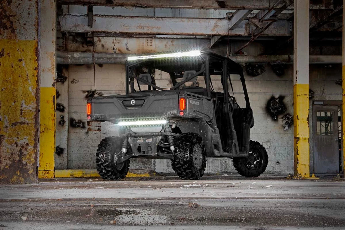 Rough Country LED Light Kit | Cab Mount | 50" Black Dual Row | Can-Am Defender HD8 71019 - Back View