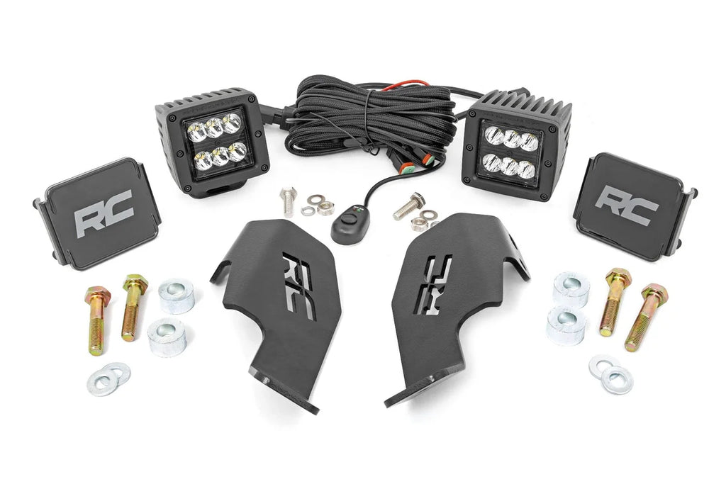 Rough Country LED Light Kit | Cage Mount | 2" Black Pair | Honda Talon 92032 - Mounting View