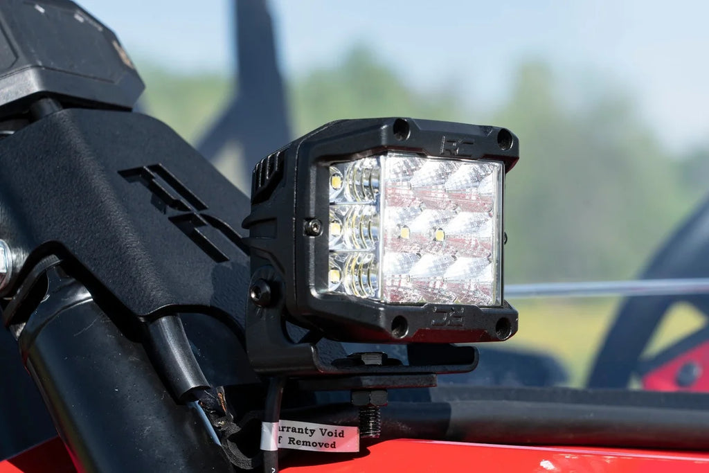 Rough Country LED Light Kit | Cage Mount | 2" Black Pair | White DRL | Honda Talon 92034 - Side View