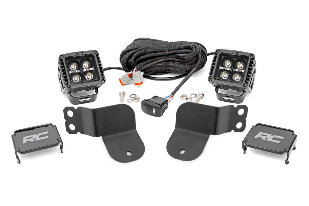 Rough Country LED Light Kit | Cage Mount | 2" Black Pair | White DRL | Polaris General 93025 - Main Product View