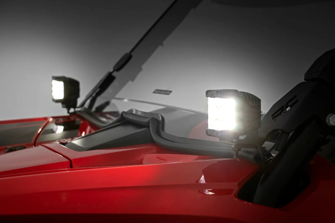 Rough Country LED Light Kit | Cage Mount | 2" Chrome Pair | Wide Angle | Honda Talon 1000R 92035 - Side View
