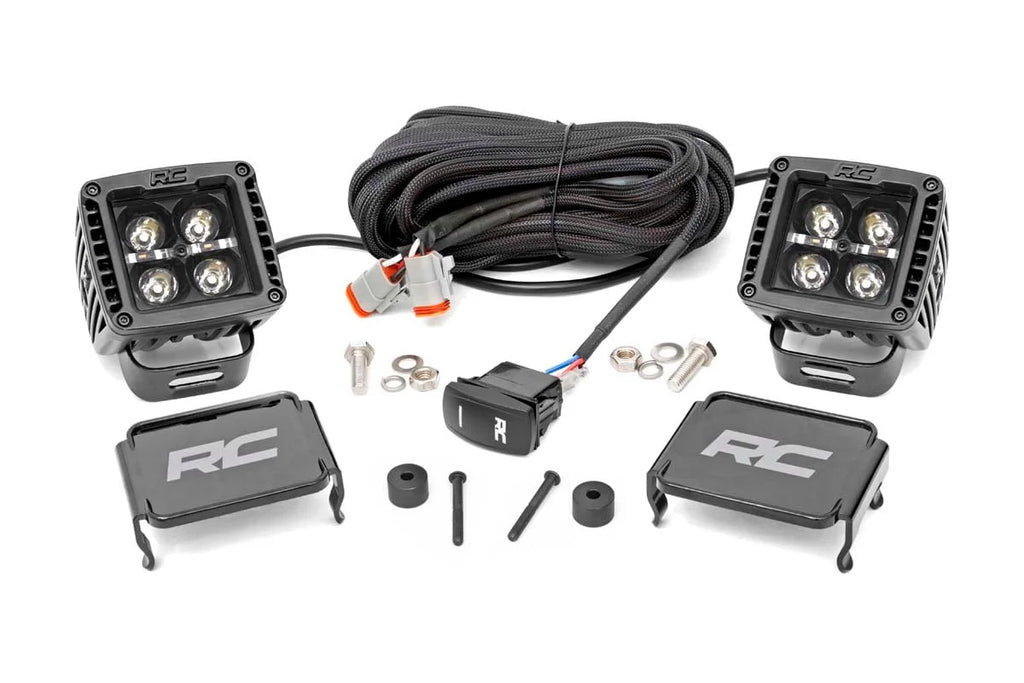 Rough Country LED Light Kit | Cowl Mount | 2" Black Pair | White DRL | Jeep Gladiator JT/Wrangler JL (18-24) 70061 - Main ...