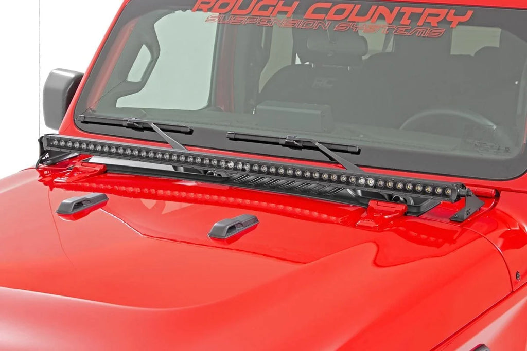 Rough Country LED Light Kit | Cowl Mount | 50" Black Single Row | Jeep Gladiator JT/Wrangler JL (18-24) 70057 - Side View