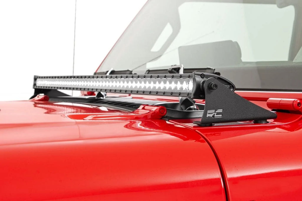 Rough Country LED Light Kit | Cowl Mount | 50" Black Single Row | Jeep Gladiator JT/Wrangler JL (18-24) 70057 - Back View