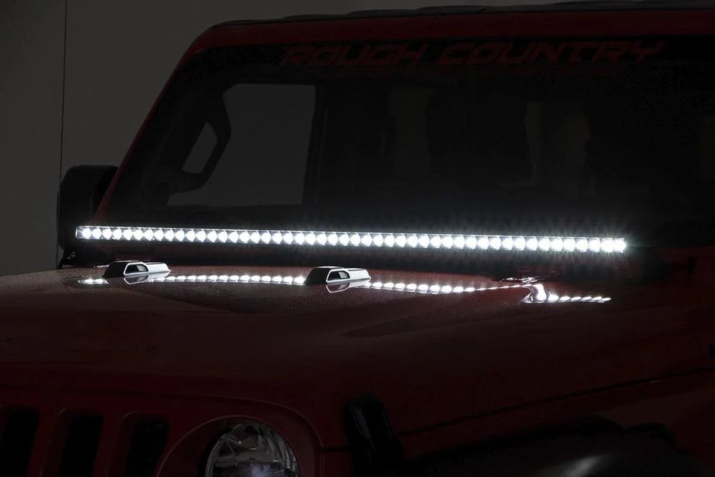 Rough Country LED Light Kit | Cowl Mount | 50" Black Single Row | Jeep Gladiator JT/Wrangler JL (18-24) 70057 - Installati...