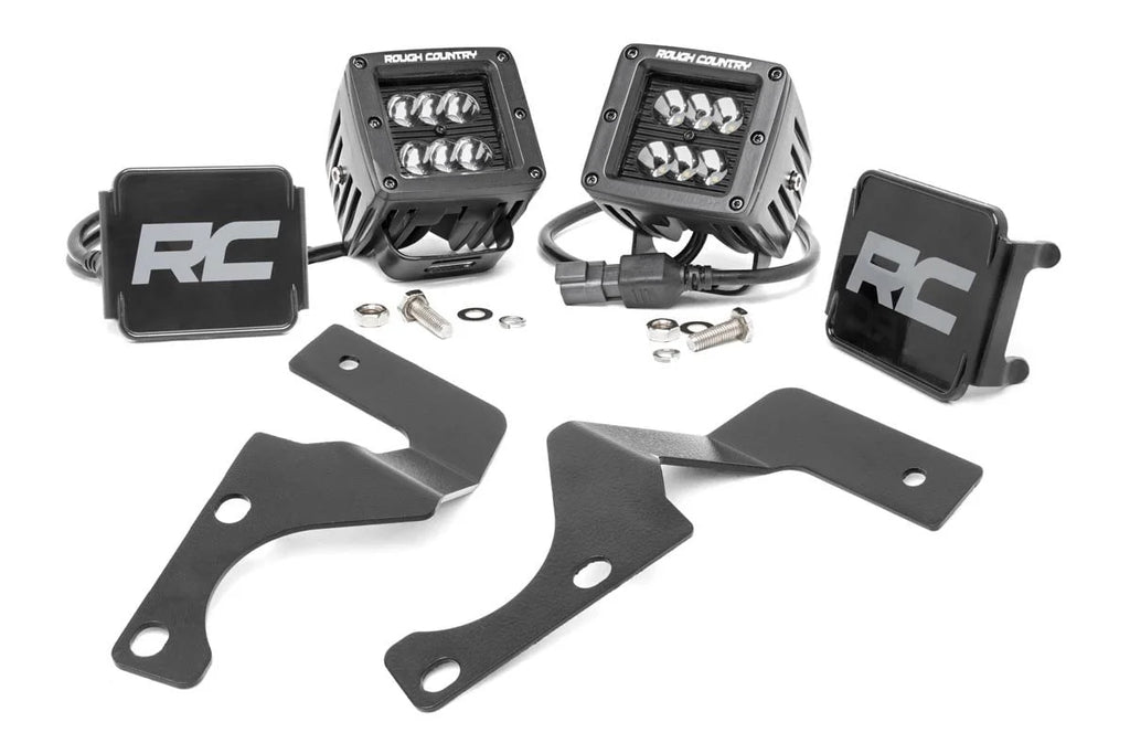 Rough Country LED Light Kit | Ditch Mount | 2" Black Flood Pair | Toyota 4Runner (10-24) 70799 - Mounting View