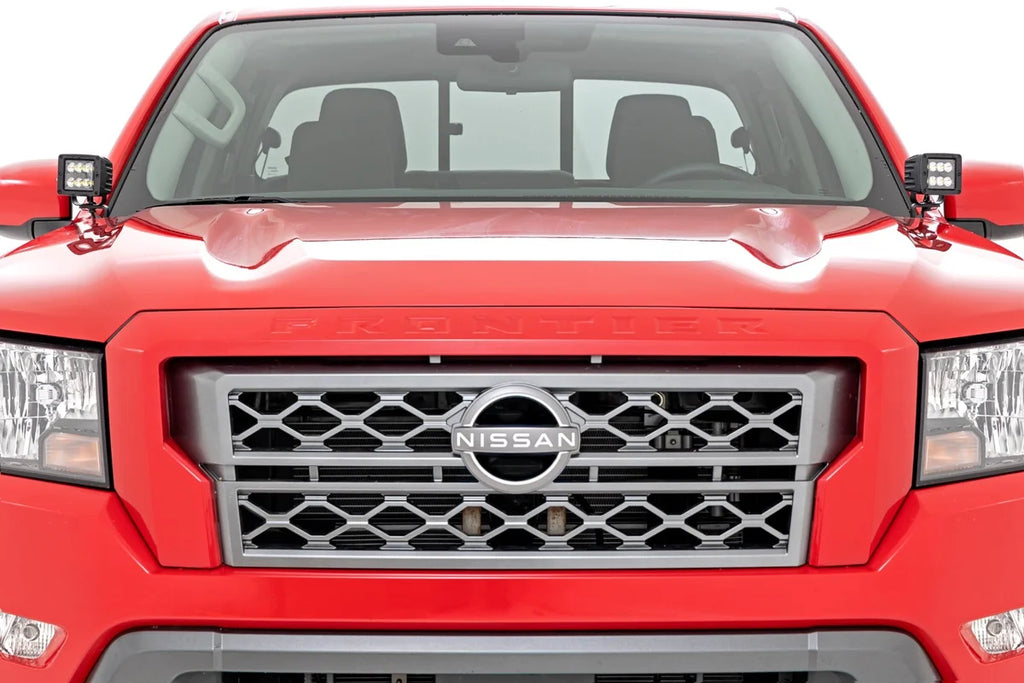 Rough Country LED Light Kit | Ditch Mount | 2" Black Pair | Amber DRL | Nissan Frontier (22-24) 71067 - Installation View