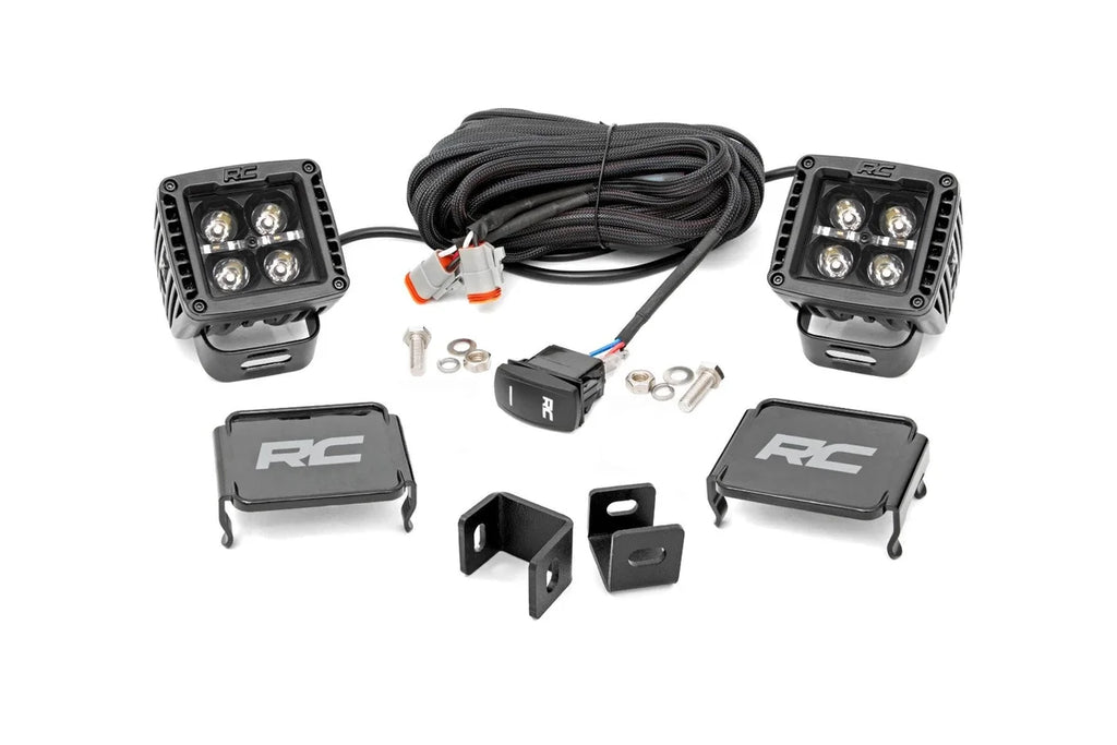 Rough Country LED Light Kit | Ditch Mount | 2" Black Pair | Amber DRL | Toyota Tundra (22-24) 71074 - Mounting View
