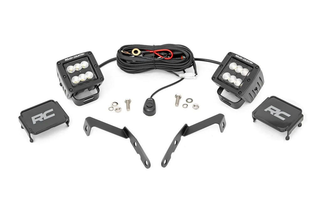 Rough Country LED Light Kit | Ditch Mount | 2" Black Pair | Flood | Chevy 1500 & Chevy/GMC 2500HD/3500HD (07-14) 71059 - M...