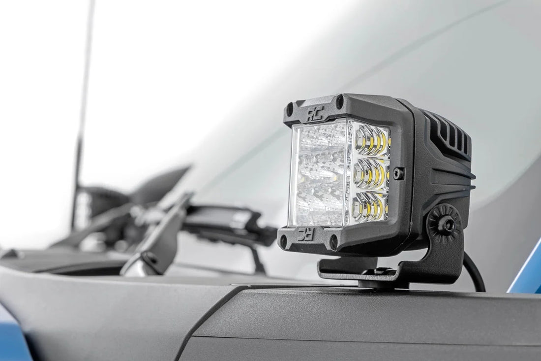 Rough Country LED Light Kit | Ditch Mount | 2" Black Pair | Spot Pattern | Ford Bronco (21-24) 71047 - Side View