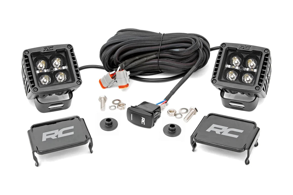 Rough Country LED Light Kit | Ditch Mount | 2" Black Pair | White DRL | Ford Bronco (21-24) 71048 - Mounting View