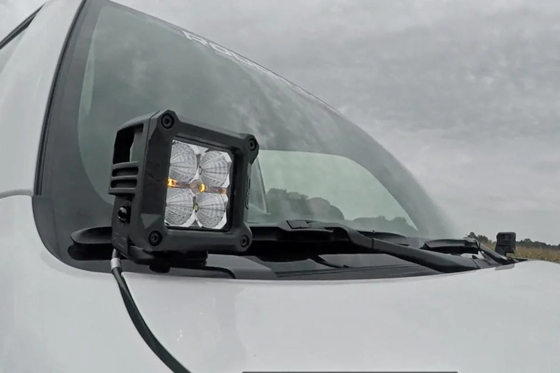 Rough Country LED Light Kit | Ditch Mount | 2" Black Pair | Amber DRL | Toyota 4Runner (10-24) 70798 - Side View