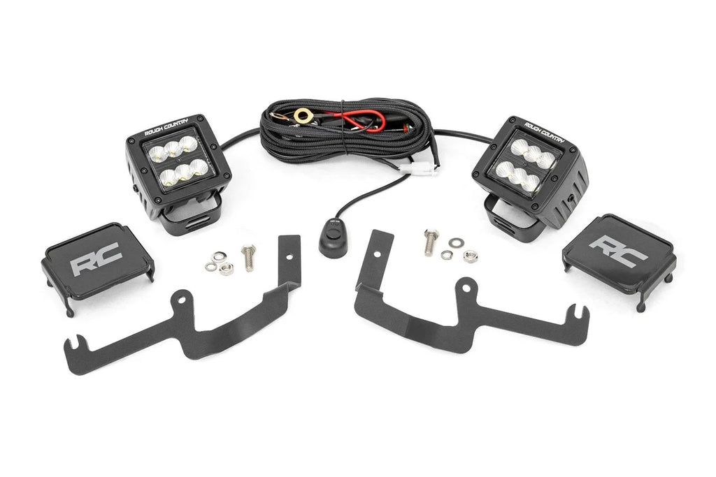Rough Country LED Light Kit | Ditch Mount | 2" Black Pair | Flood | Chevy Silverado 1500 (19-24) 70842 - Main Product View