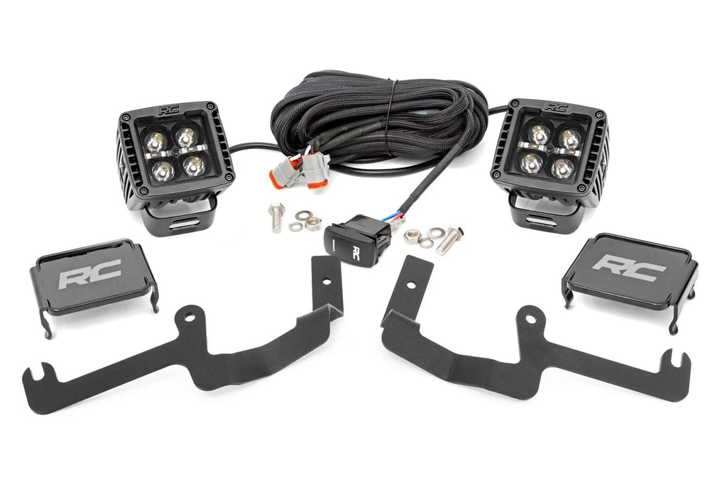 Rough Country LED Light Kit | Ditch Mount | 2" Black Pair | White DRL | Chevy Silverado 1500 (19-24) 70843 - Main Product ...