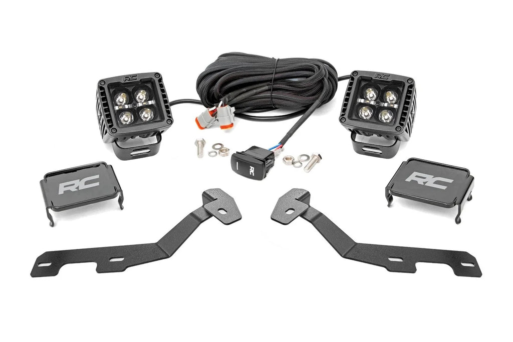 Rough Country LED Light Kit | Ditch Mount | 2" Black Pair | Amber DRL | Ram 1500 (19-26) - Main Product View