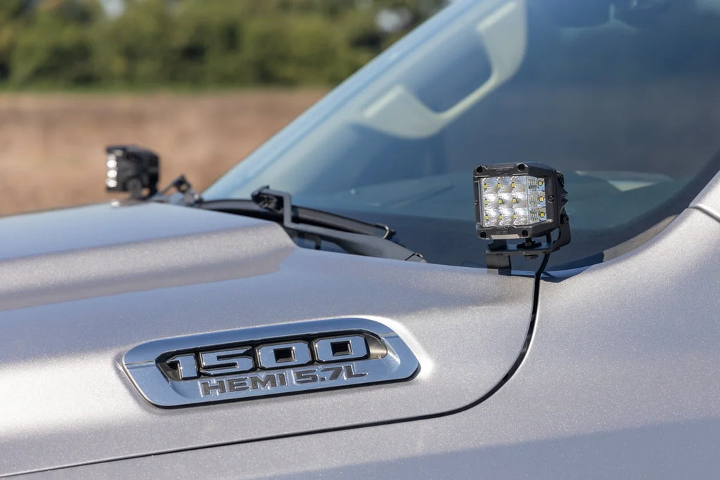 Rough Country LED Light Kit | Ditch Mount | 2" Black Pair | Amber DRL | Ram 1500 (19-26) - Additional View 6